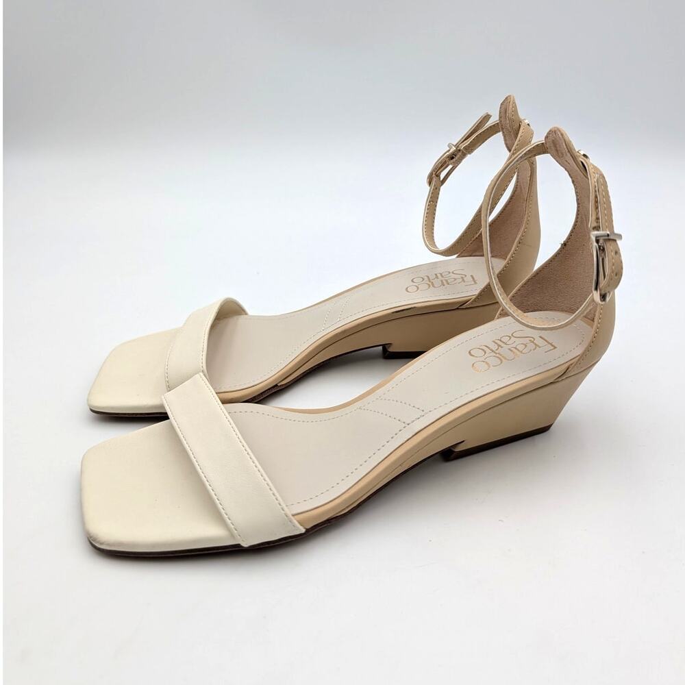 Franco Sarto Sadie Ankle Strap Wedge Sandals Women's Cream/Beige Size US7M EU37